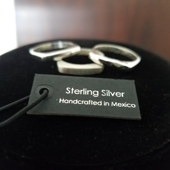 Three (3) MEXICO DOMINIQUE DINOUART Sterling Silver 925 Stacking Stackable Rings - Picture 2 of 6